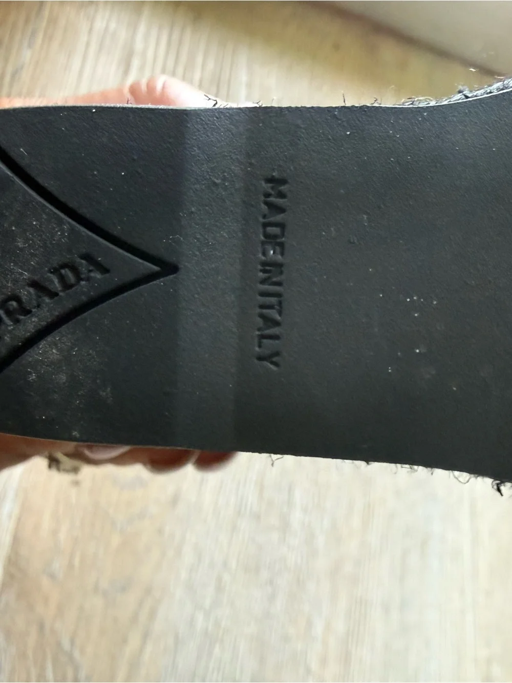 Prada Black Patent Platform Slingback Wedges with Gold Buckles